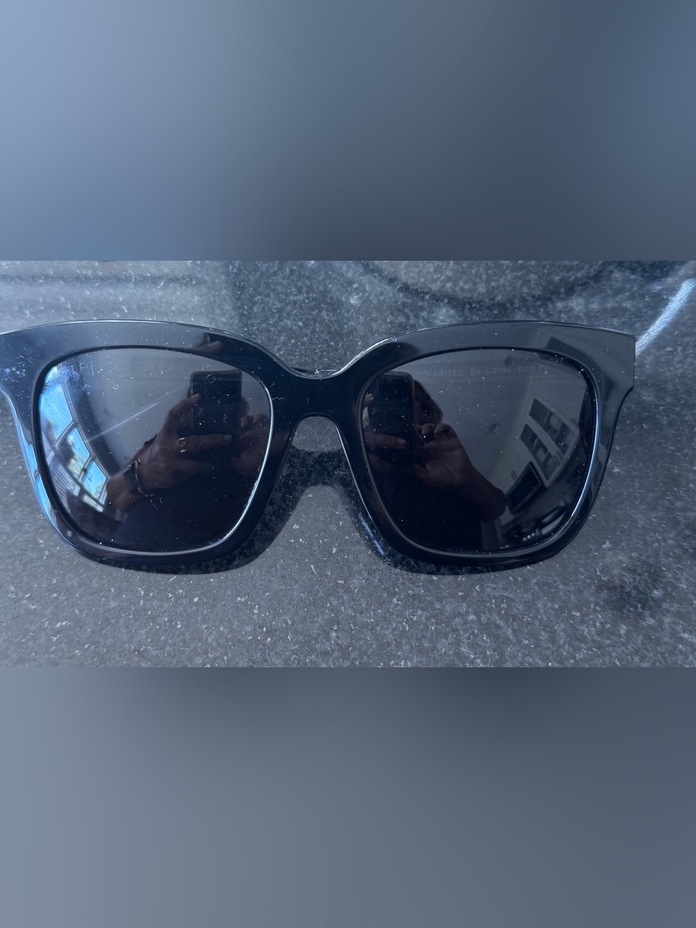 Diff Eyewear BELLA Black Oversized Square Sunglasses - Carry case included